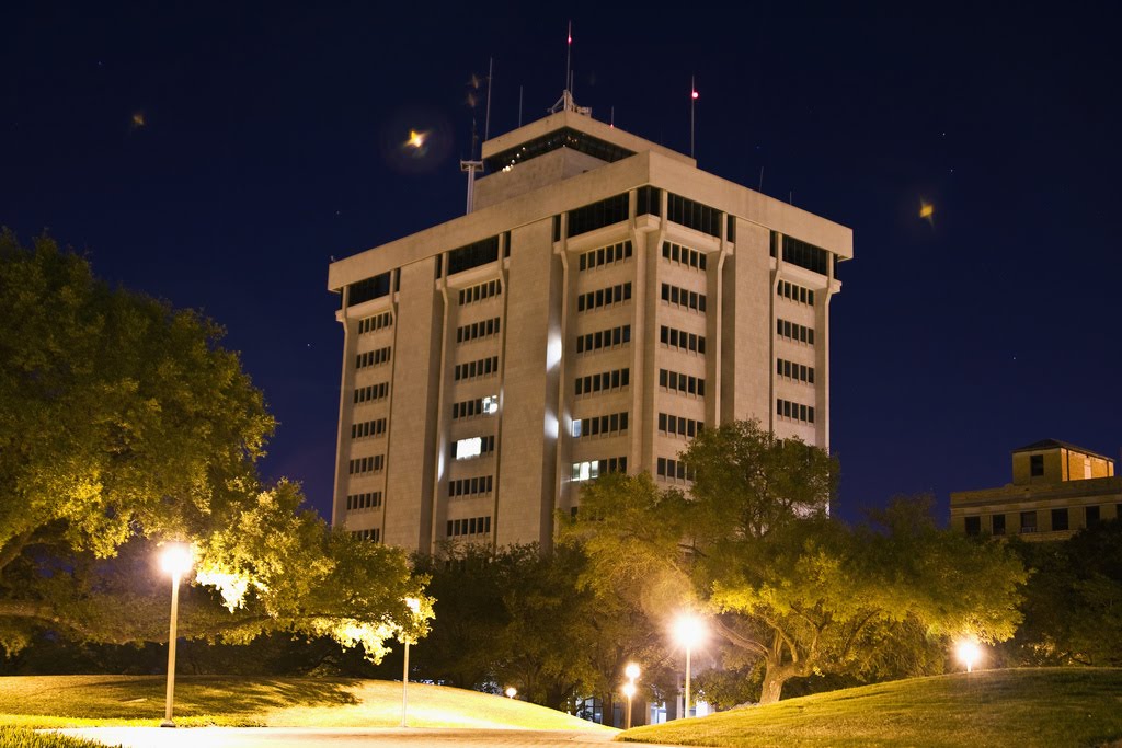 Eller O&M building at night